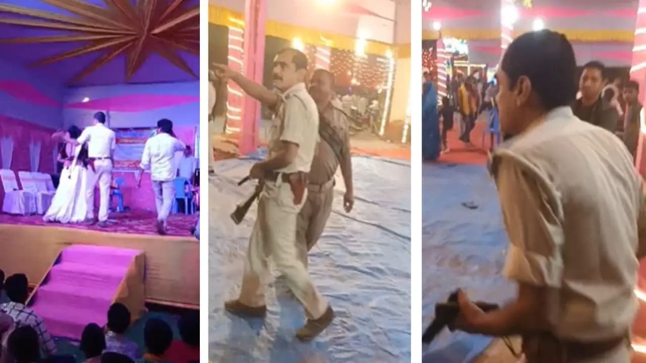 Viral Video: Begusarai SI waves pistol and slaps dancer during festive program